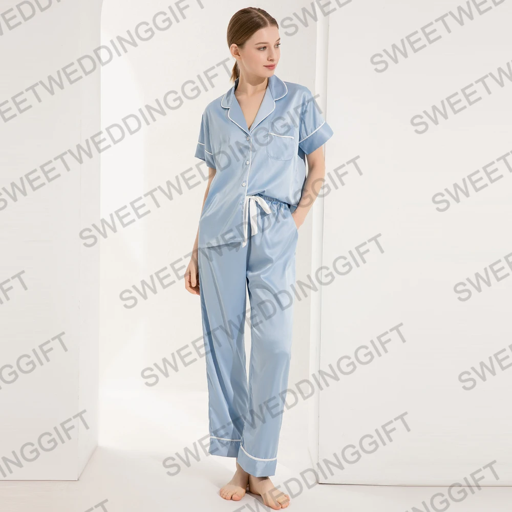 928 Fall SleepWear Lady 2 Piece Nightwear Nighty Home Clothes Silk Pyjama