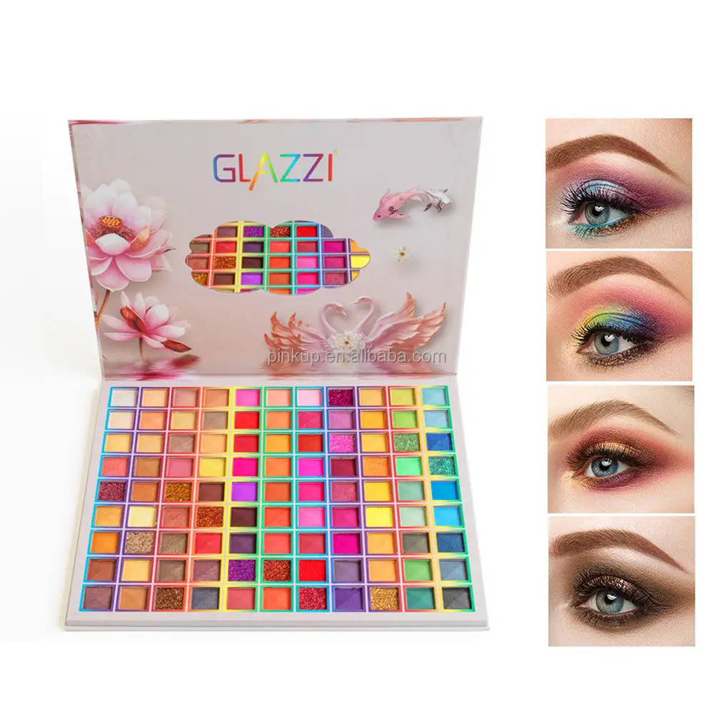 Wholesale Hot Sale Private Label 99 Colors Duochrome Eyeshadow with Eye Shadow Brushes Cream Eyeshadow Palette
