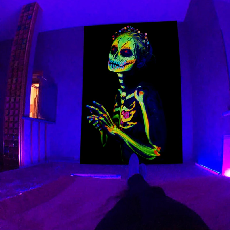 Custom Printed Blacklight Psychedelic Tapestry Home Decor Fluorescent Wall Hanging Tapestries