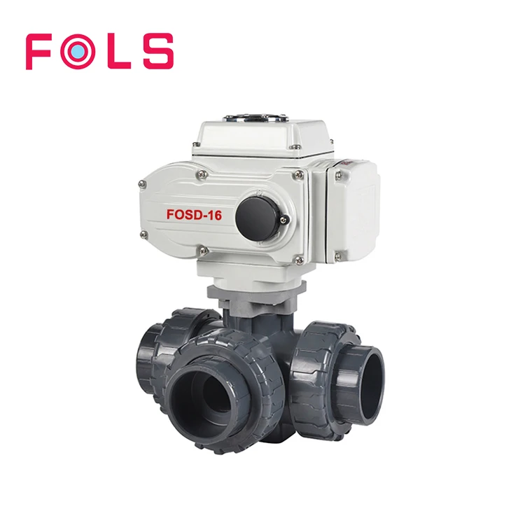 electric control 50mm 2 inch pvc 3 way ball valve