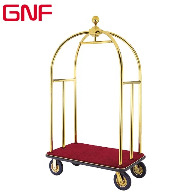 GNF good quality stainless steel concierge birdcage hotel trolley knock down structure luggage trolley