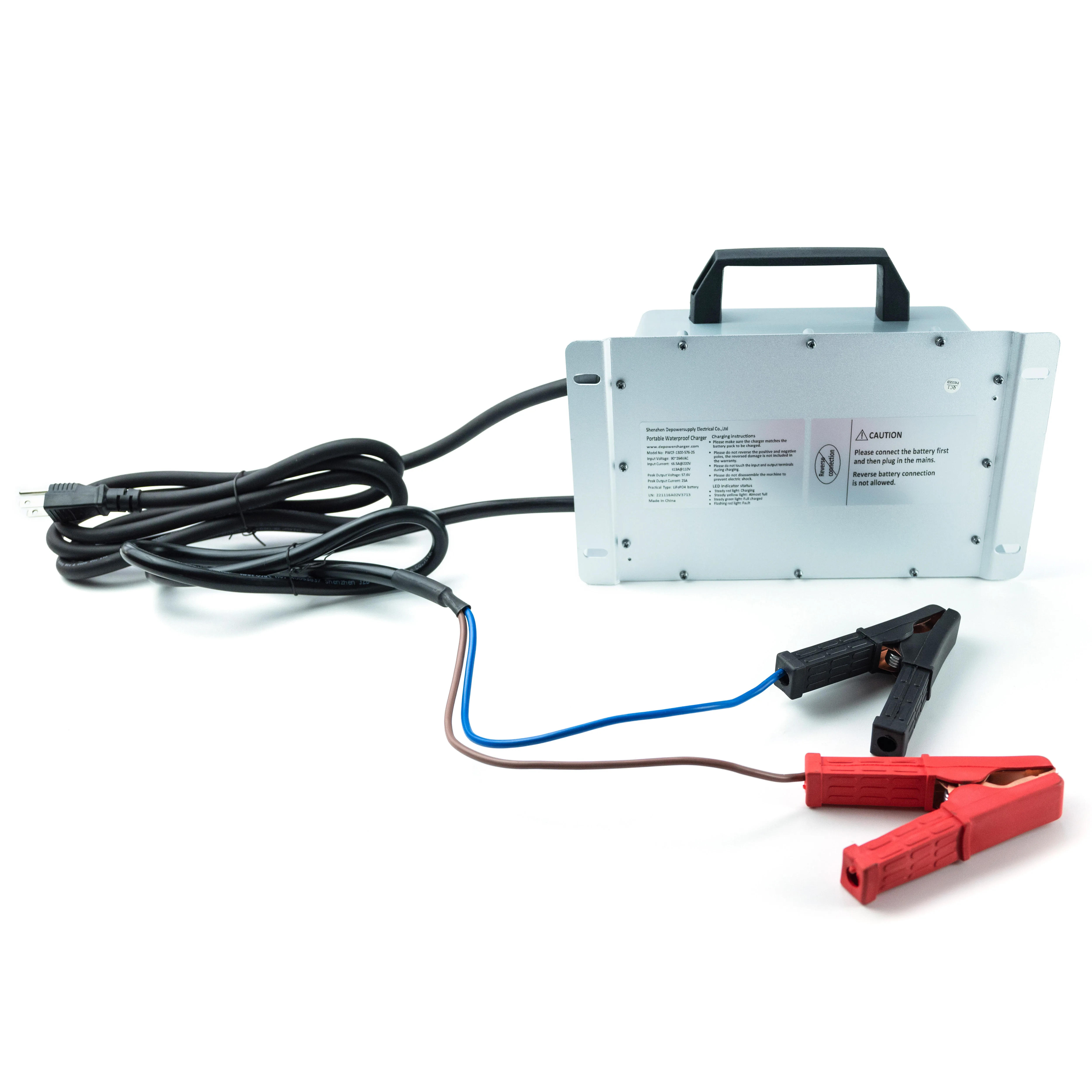 56.4v battery charger 48v 20a charger with US input and heavy duty alligator clips output 1000W 1300W NMC battery in 13S