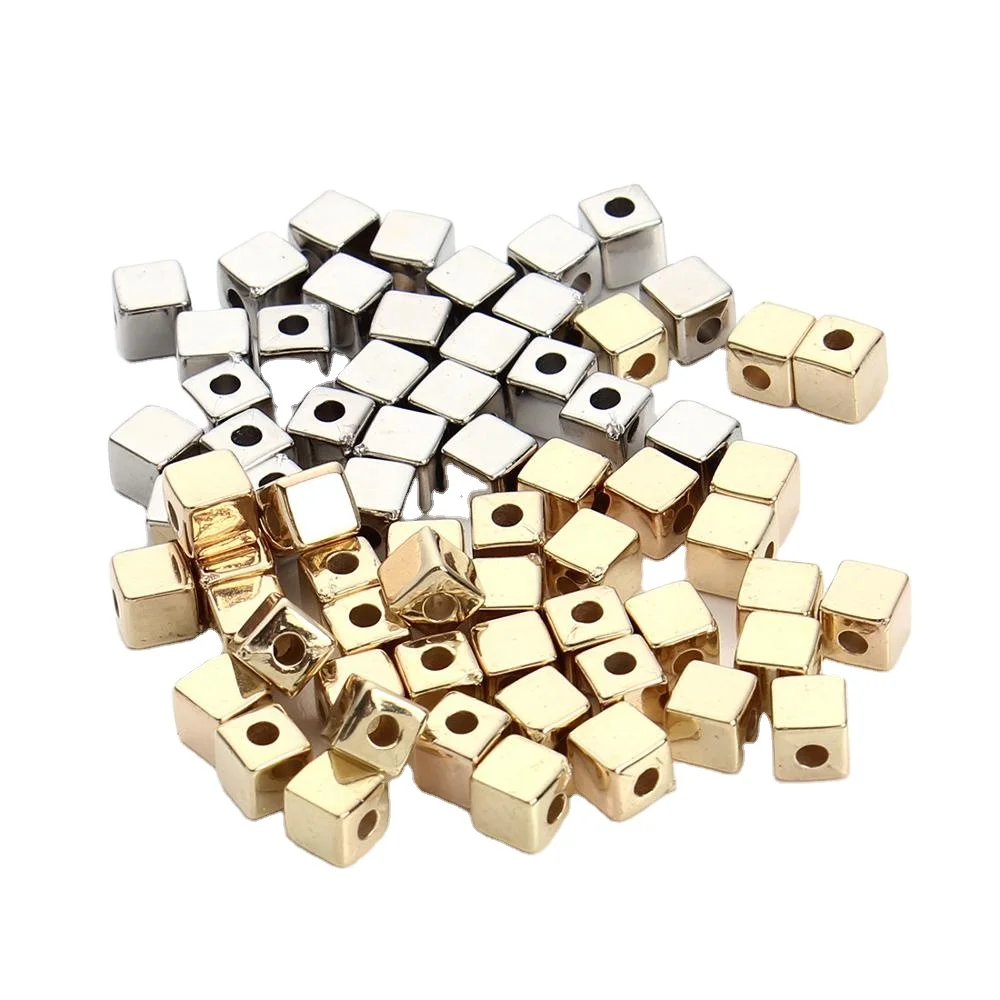 3/4/5mm Plated KC Gold CCB Plastic Square Seeds Beads Big Hole Diy Charm Spacer Beads For Jewelry Making