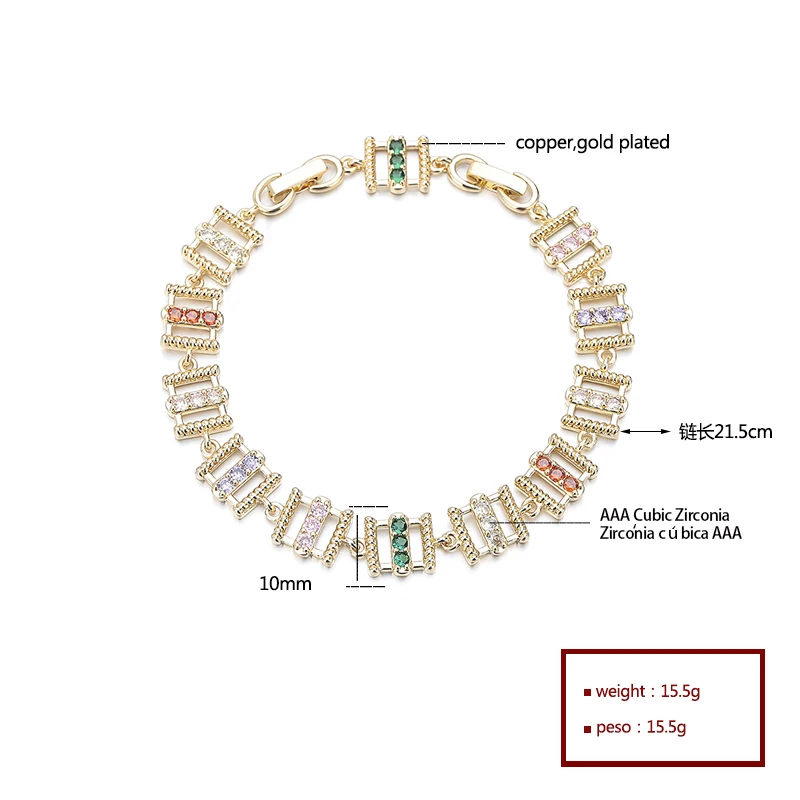 Hengdian Kaleidoscopic 18K Gold Plated Wholesale Color Zircon Fashion Jewelry Bracelets  Collection