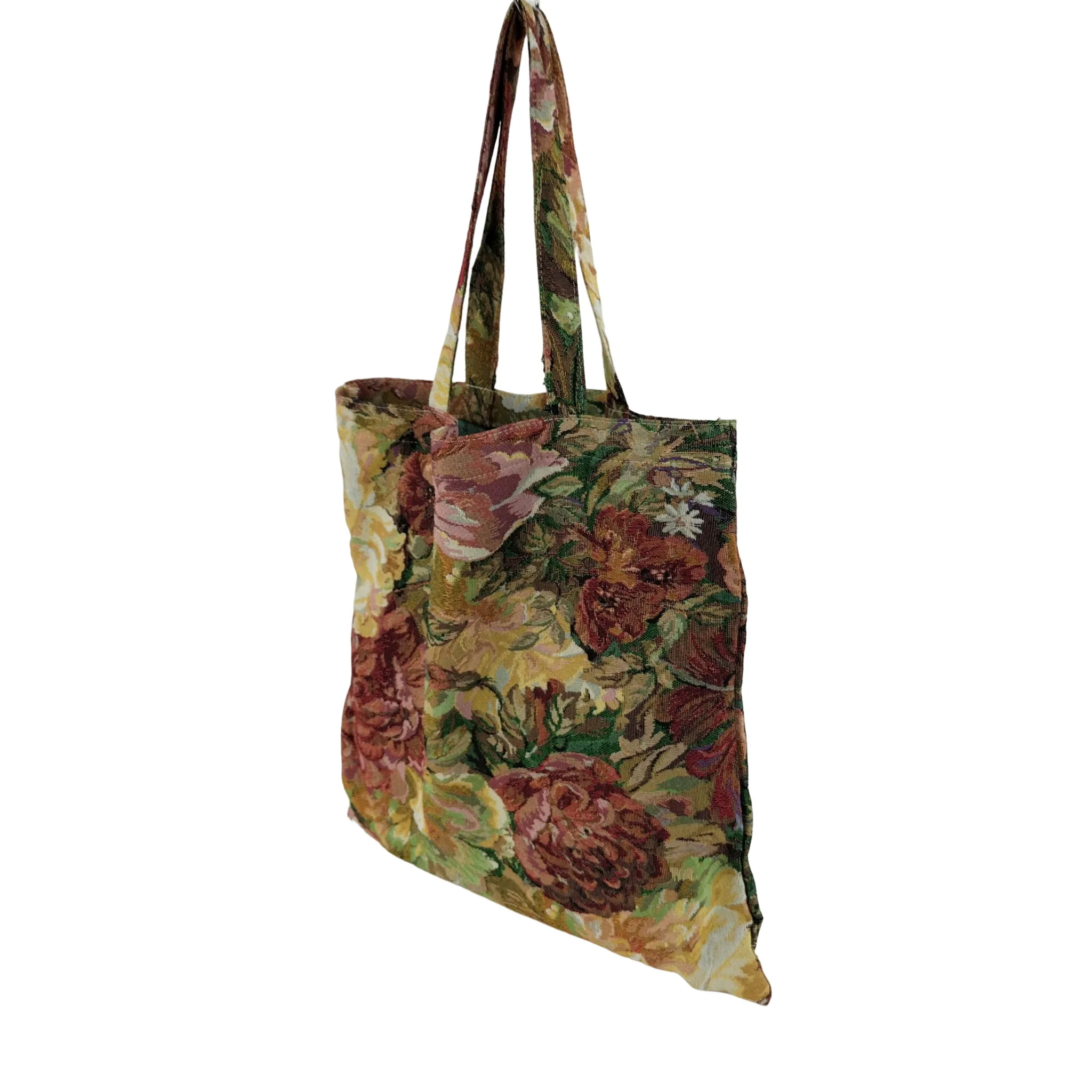 100% Factory made Custom design shopping bag jacquard woven tapestry tote bag grocery bag