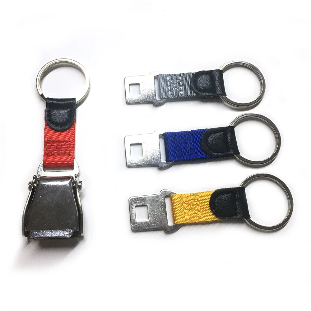 Hot Selling Promotion Custom High Quality Airplane Seat Belt Buckle Metal Keychain Keyring black