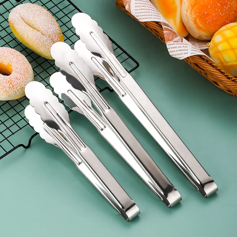 Kitchen Accessories 9inch 12 inch 14inch chapati Tongs Camping Barbecue Clip Salad Buffet Stainless Steel Culinary Tongs