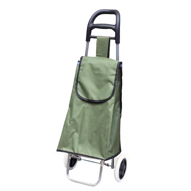 Hot Sale Reusable Supermarket Shopping Trolley Foldable Single Wheel Shopping Bag Cart With Large Handle