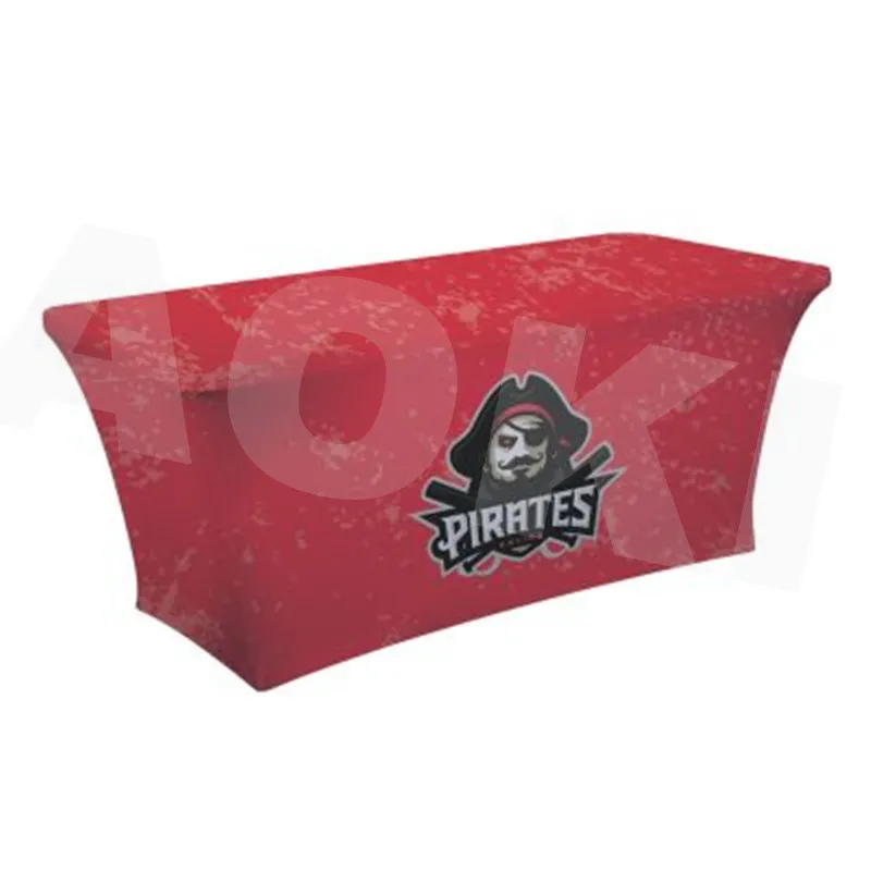 Custom Printed Conference Table Cloths Black Rectangular Spandex Table Cover With Logo