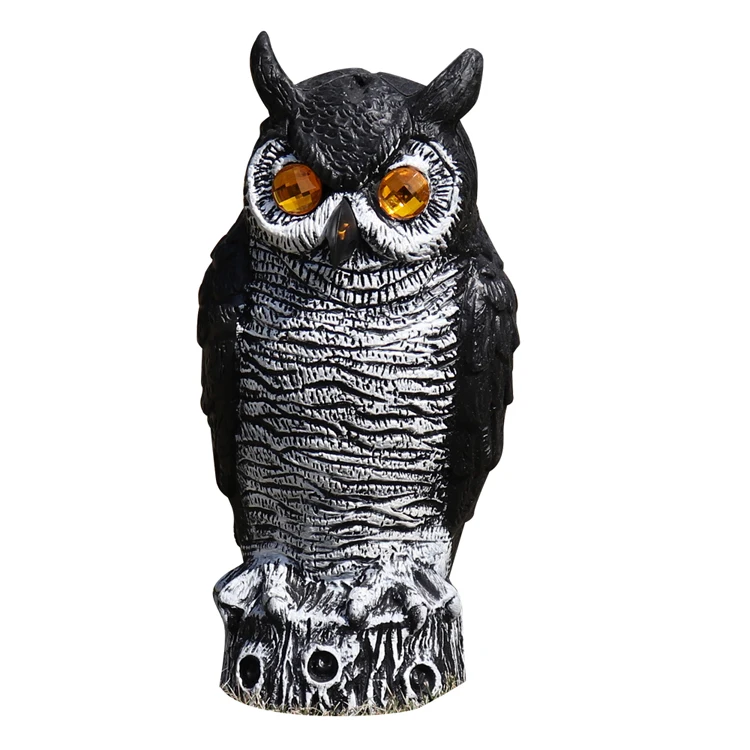Large plastic Bird Pigeon Crow Control Scarer Rotating Head Owl Decoy