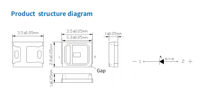 Yuliang LED Factory Customize smd LED Chip 2735 White Amber Red Anti vulcanization Light Lamp Diode for outdoor decorative light