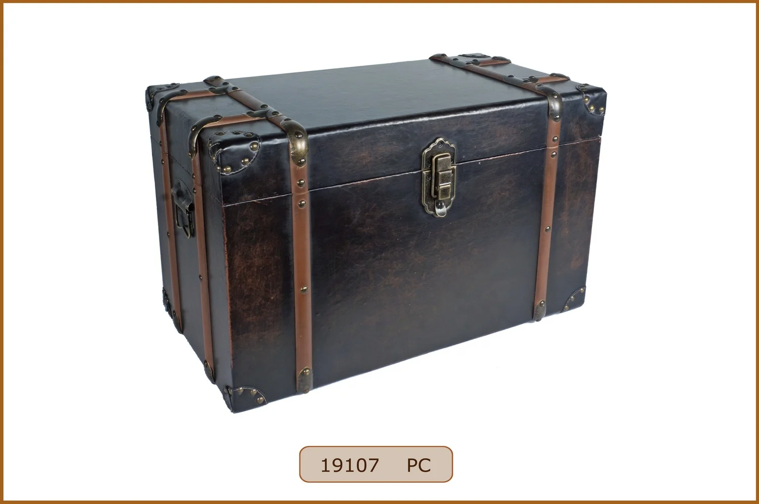 Wooden Vintage Brushed PU Leather/Burnish PU Leather Luggage Suitcase Chest Sets