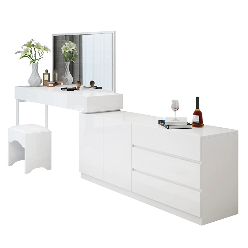 Custom Made Modern  Dressing Table With Storage Dresser Cabinet Drawers  In Wood Classic Make-up Table With Mirror