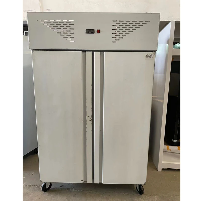201/304 restaurant kitchen stainless steel fridge 2 doors upright commercial deep freezer refrigerator