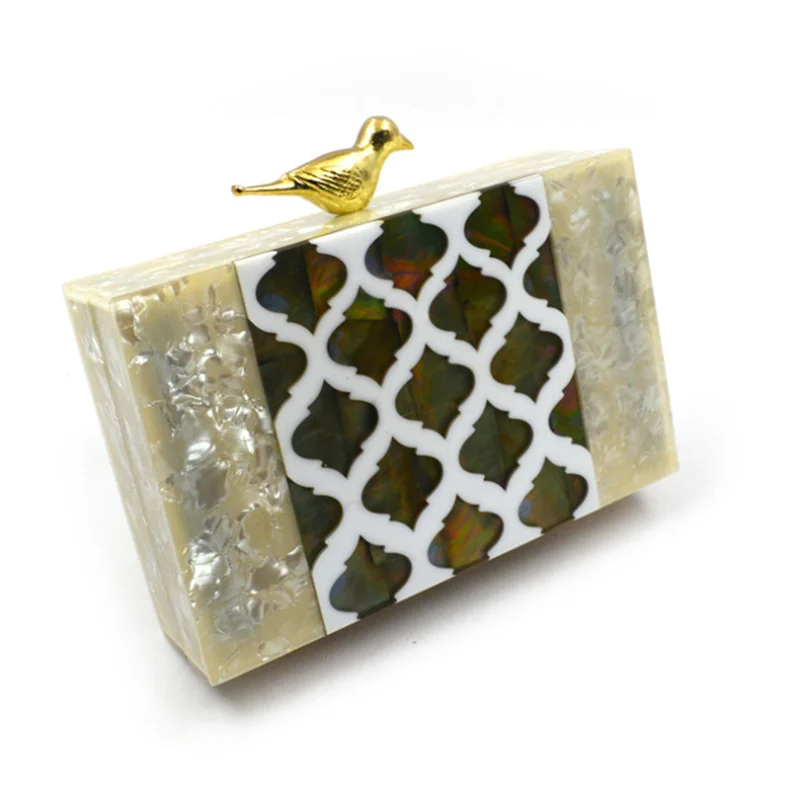 Wholesale high-quality fashion purse frame resin golden women clutch bridal pearl evening bag