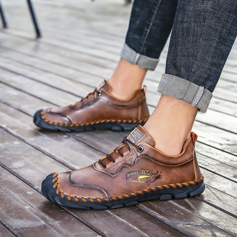 black dress shoes for men Italian handmade working comfortable office men genuine casual leather shoes