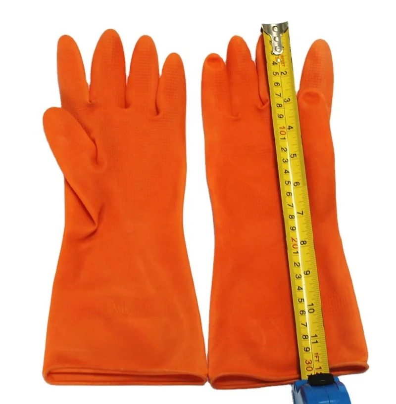 
Orange Pure Latex Dish Washing Household Rubber Gloves 