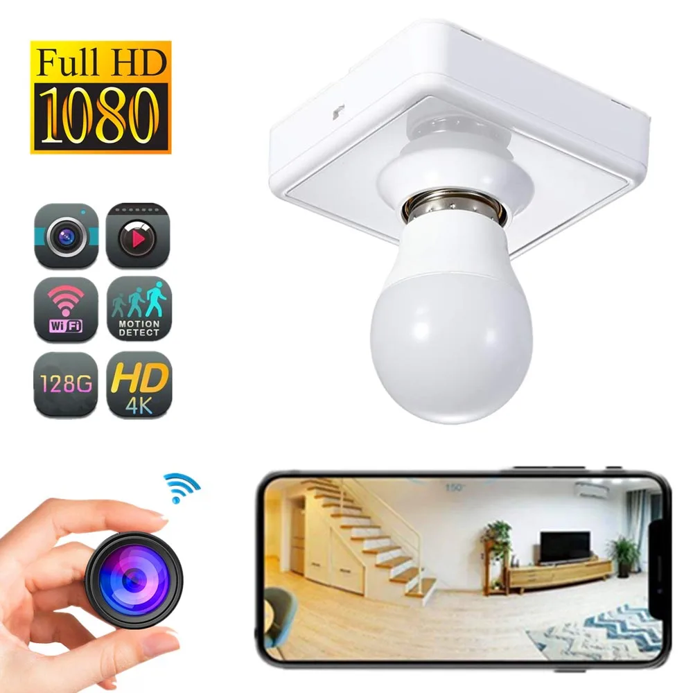 1080P Wireless Connection Home Security Light Bulb Camera Hidden Home Surveillance Camera Mobile App Remote Control Cam PQ564