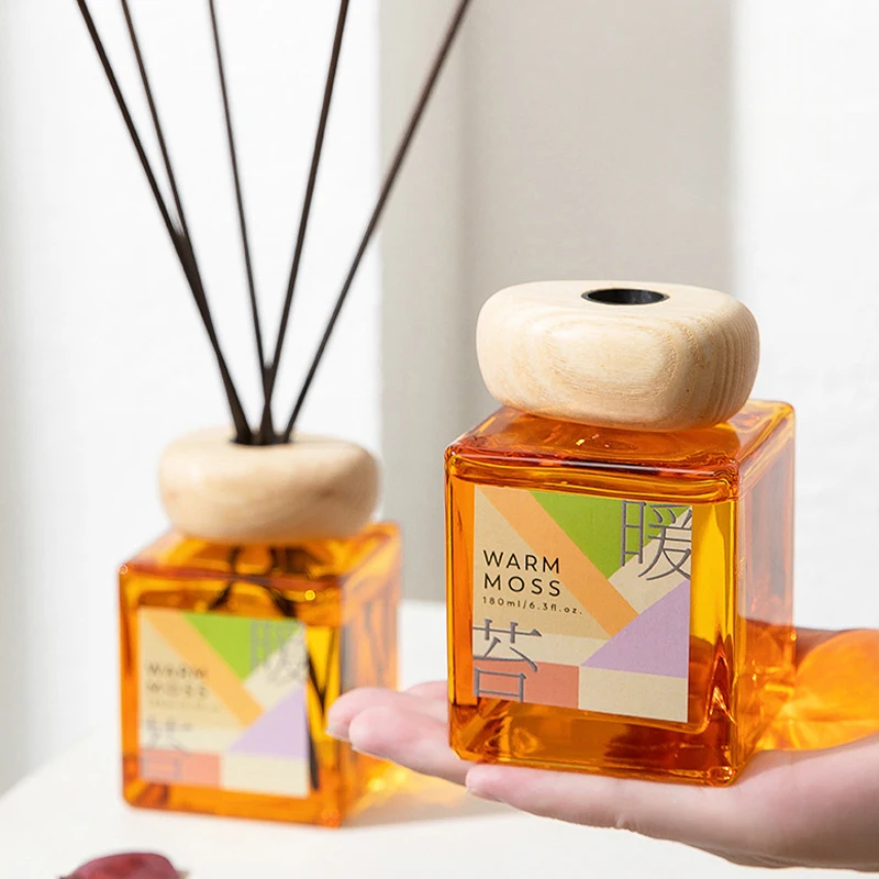 Vintage Square Brown Bottle Dried Flowers Long Lasting Diffuser Essential Oil Wholesale Air Freshener