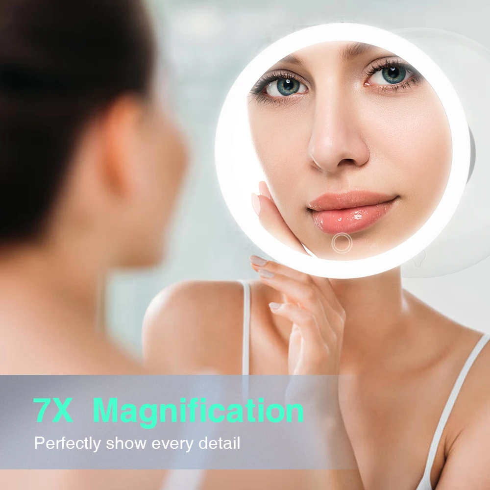 Перезаряжаемая система мощного всасывания TOUCHBeauty с 7-кратным увеличением и светодиодной подсветкой зеркало для макияжа душа ванной комнаты