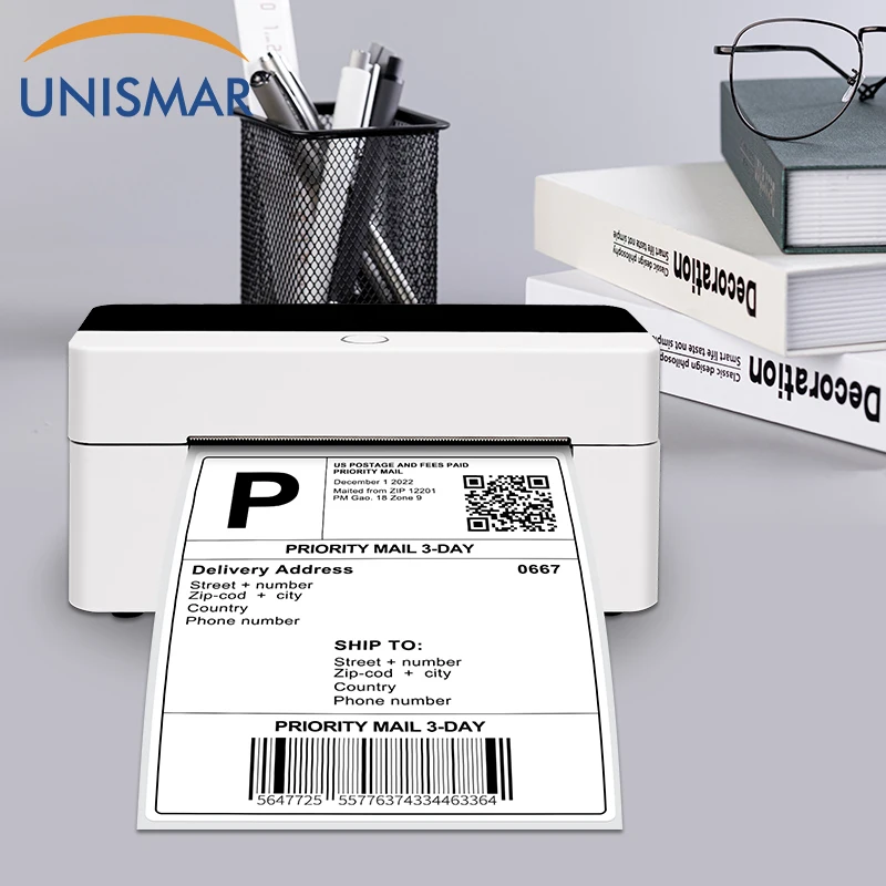 Unismar 108mm Paper Width Thermal Label Thermal Barcode Printer Shipping Label Printer