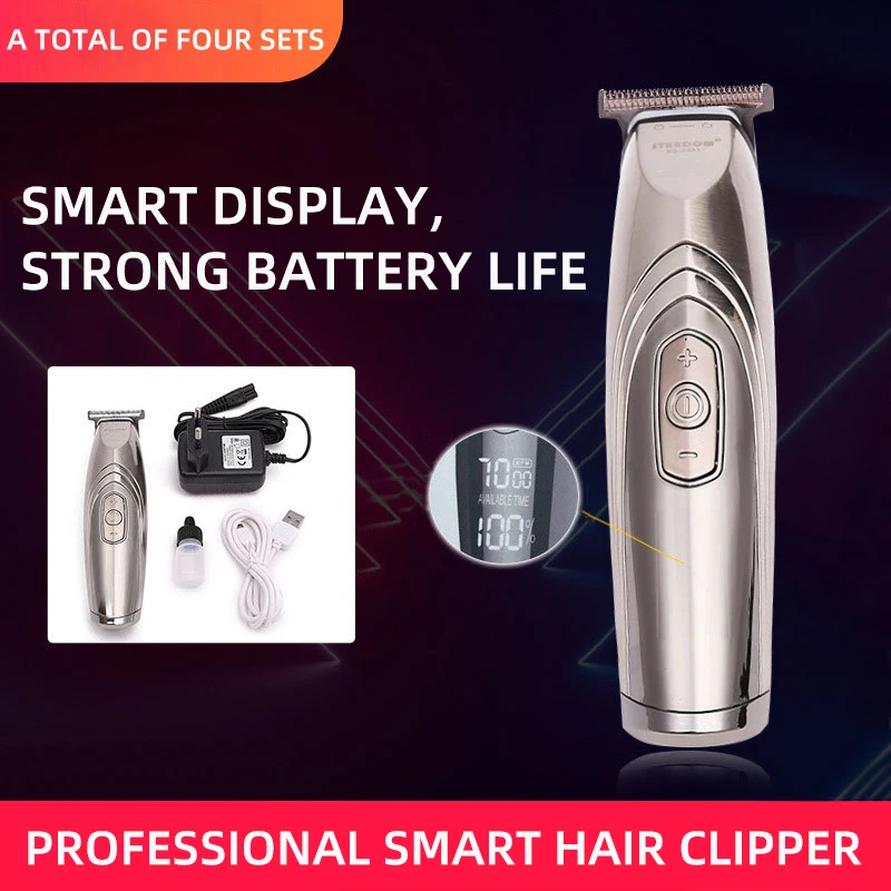 
LCD screen power display professional Hair Trimmer Rechargeable USB charging oil hair clipper 