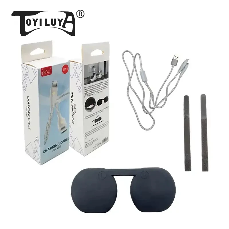 Game Controller Charging Cable Lens Cap Protector Cover Type C Interface Charging Cord For Playstation PS VR 2