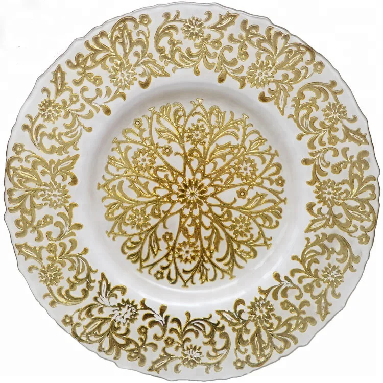 13 inches wholesale gold glass charger plates