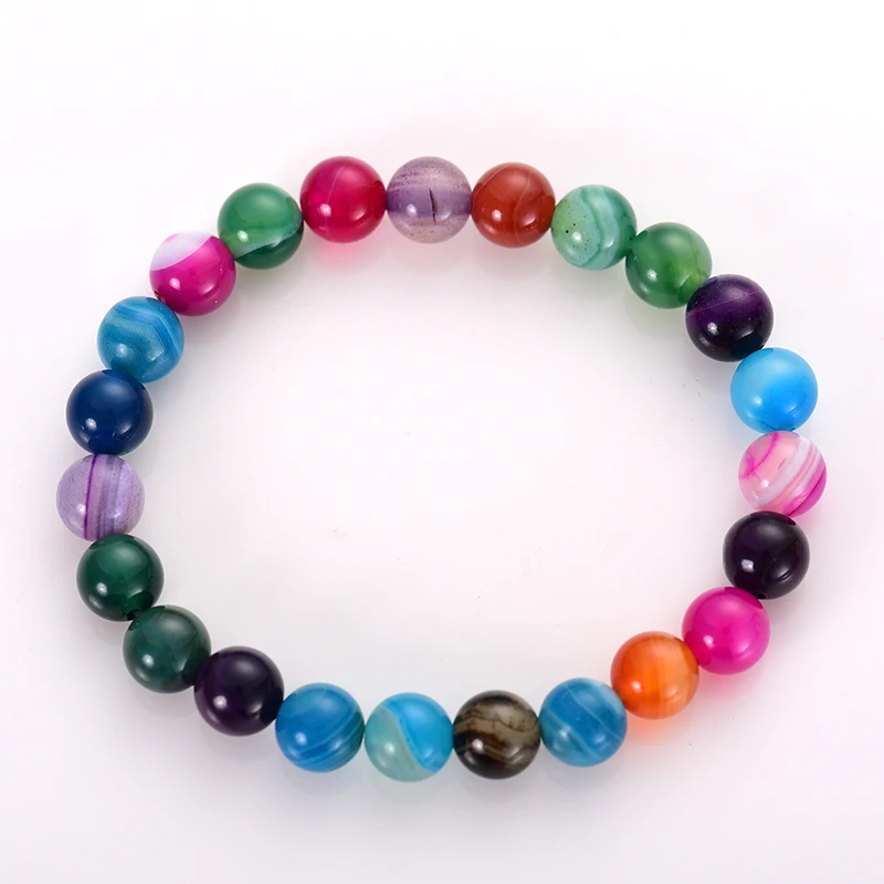 Healing Crystal Beads Round String Beaded Adjustable Bracelet For Men Women Wholesale 8mm Colorful Birthstone Natural Stone