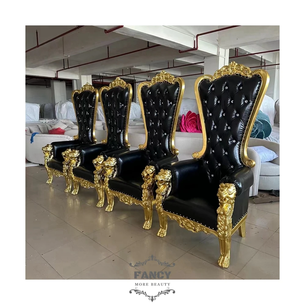Beauty Salon Furniture Wedding Furniture High Back Luxury European Style Silver Black Pedicure Chair Throne Chair
