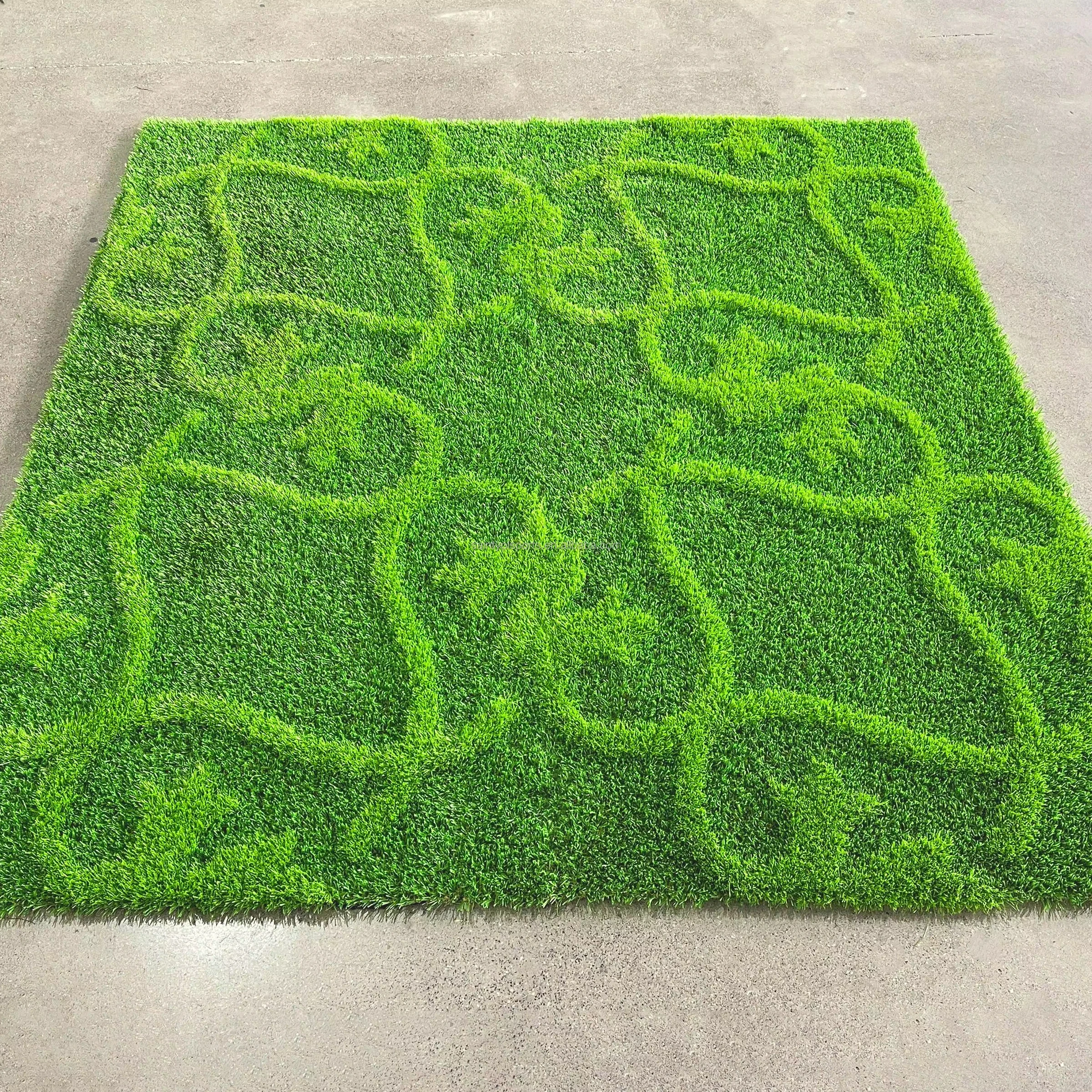 Customized Pattern Artificial Grass Carpet Logo Mat Synthetic Turf Portable Flooring Styles 3D Design Grass