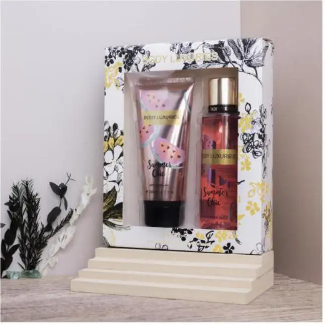 Custom Logo Perfume Lasting Moisturizing 250ml Fragrance Body Spray Body mist And 226ml Body cream Set