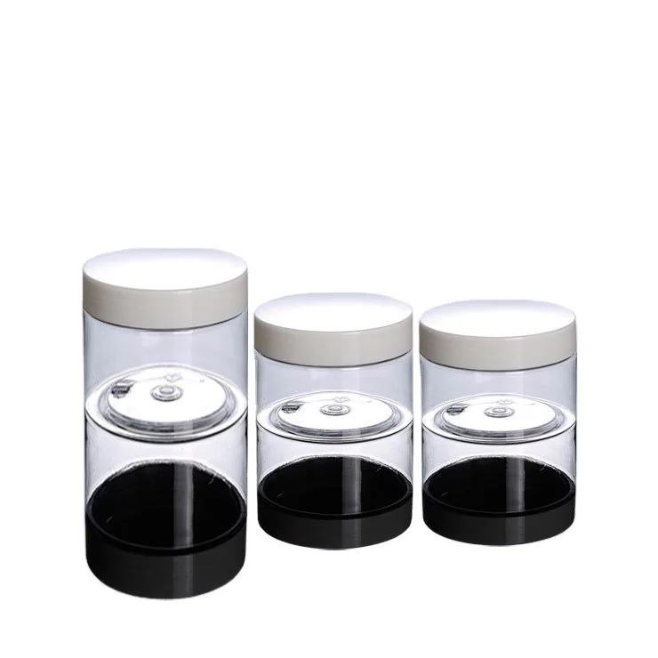Empty Cosmetic Packing 120 ml Wide-Mouth Bottle With White Black Cap PET 120 G Transparent Cream Jar