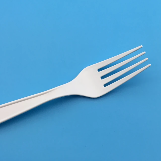 eco friendly cpla plastic biodegradable pink disposable spork bread knife spoon and fork cutlery set