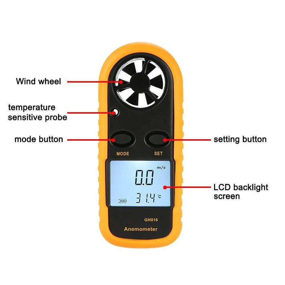 
GM816 0-30M/S Digital anemometer handheld wind speed meter 