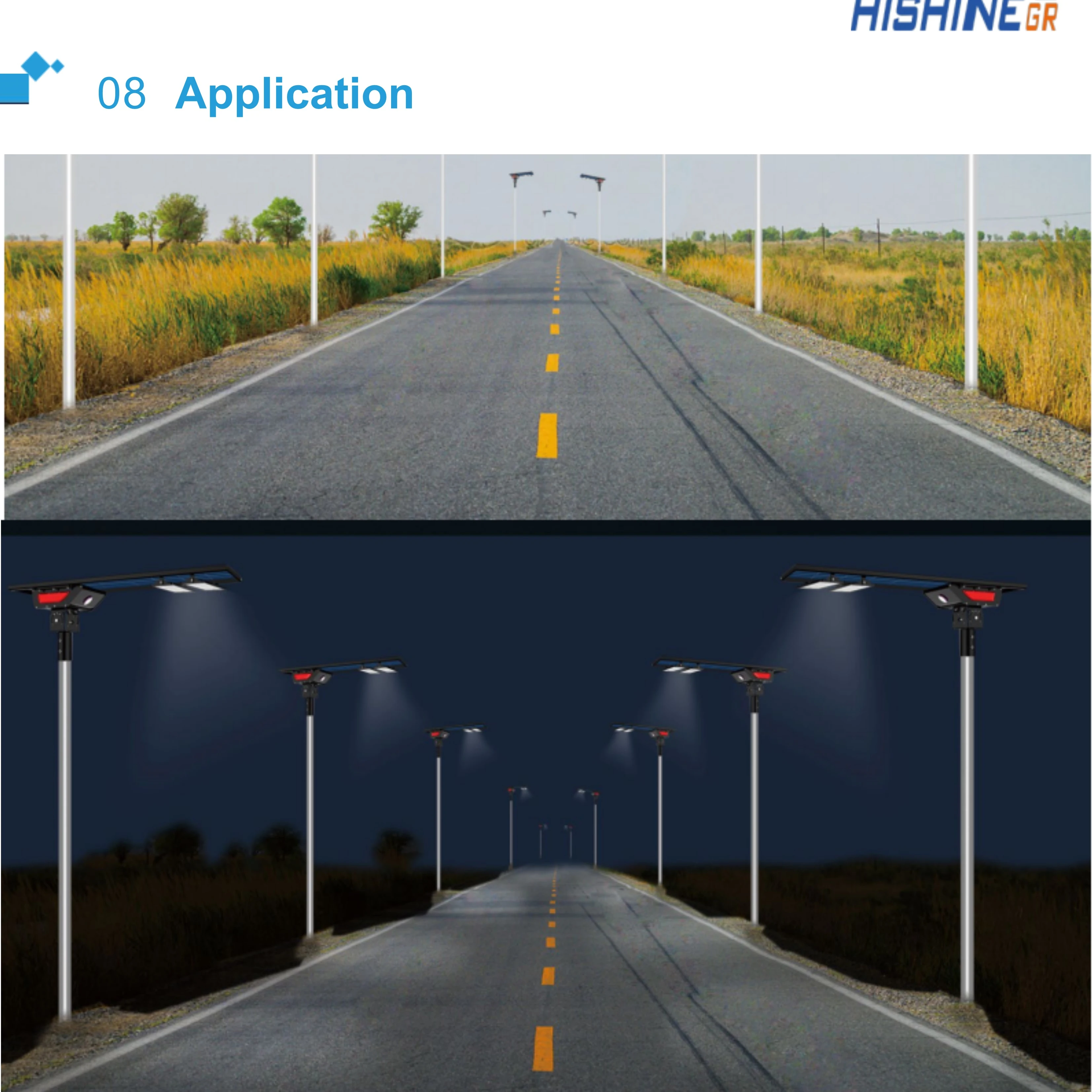 Hishine 80W 180LMW Solar Street Light 5 Years Warranty LED Solar Street Lights Outdoor Led Street Light with Solar Panel