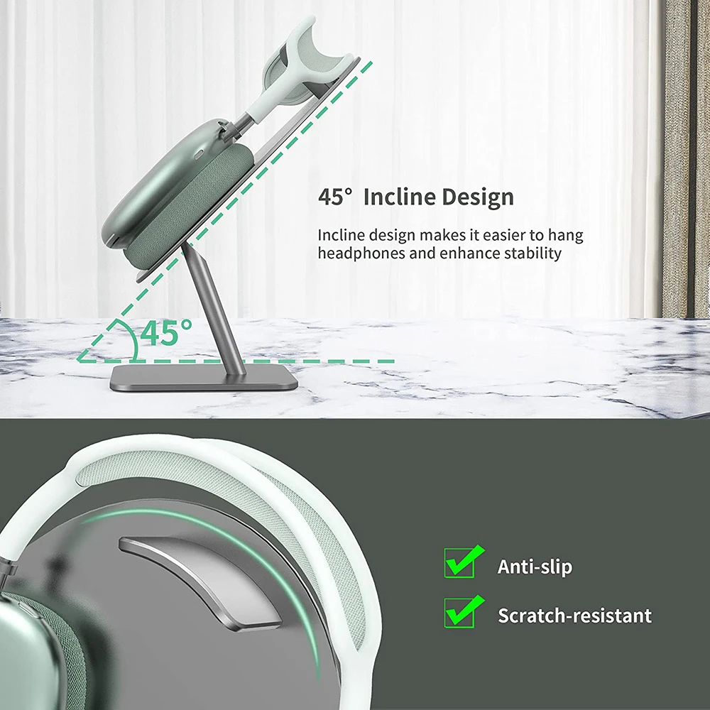 Aluminum Headphone Stand for Airpods Pro Max Shockproof Headset Holder with Auto Sleep Wake