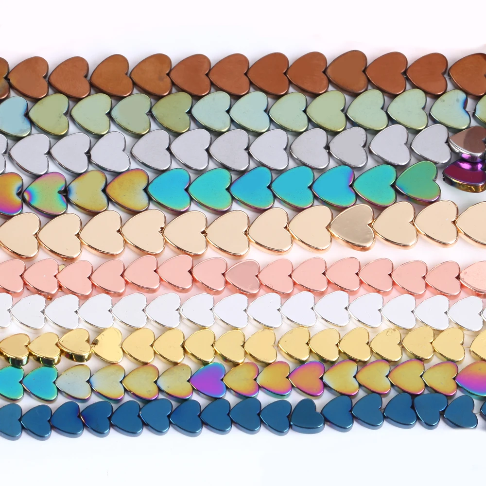 6/8mm Natural Stone Beads Rose KC Golds Love Heart Shape Hematite Loose Spacer Beads for Jewelry Making DIY Bracelet Accessories