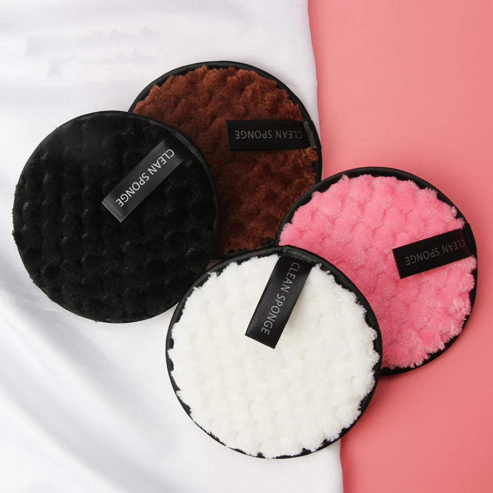 HMU Custom Makeup Remover Pad Facial Cleaning Round Puff Washable Face Microfiber Make Up Colorful Reusable Makeup Remover Pads