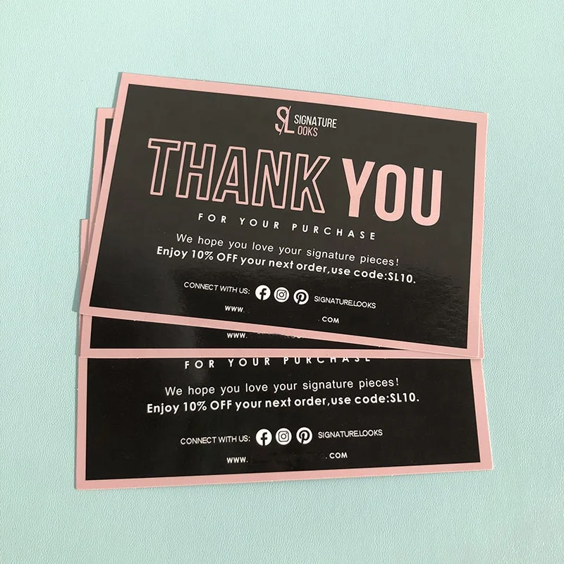 Custom cotton paper postcard design wedding message embossed printing thank you cards for small business