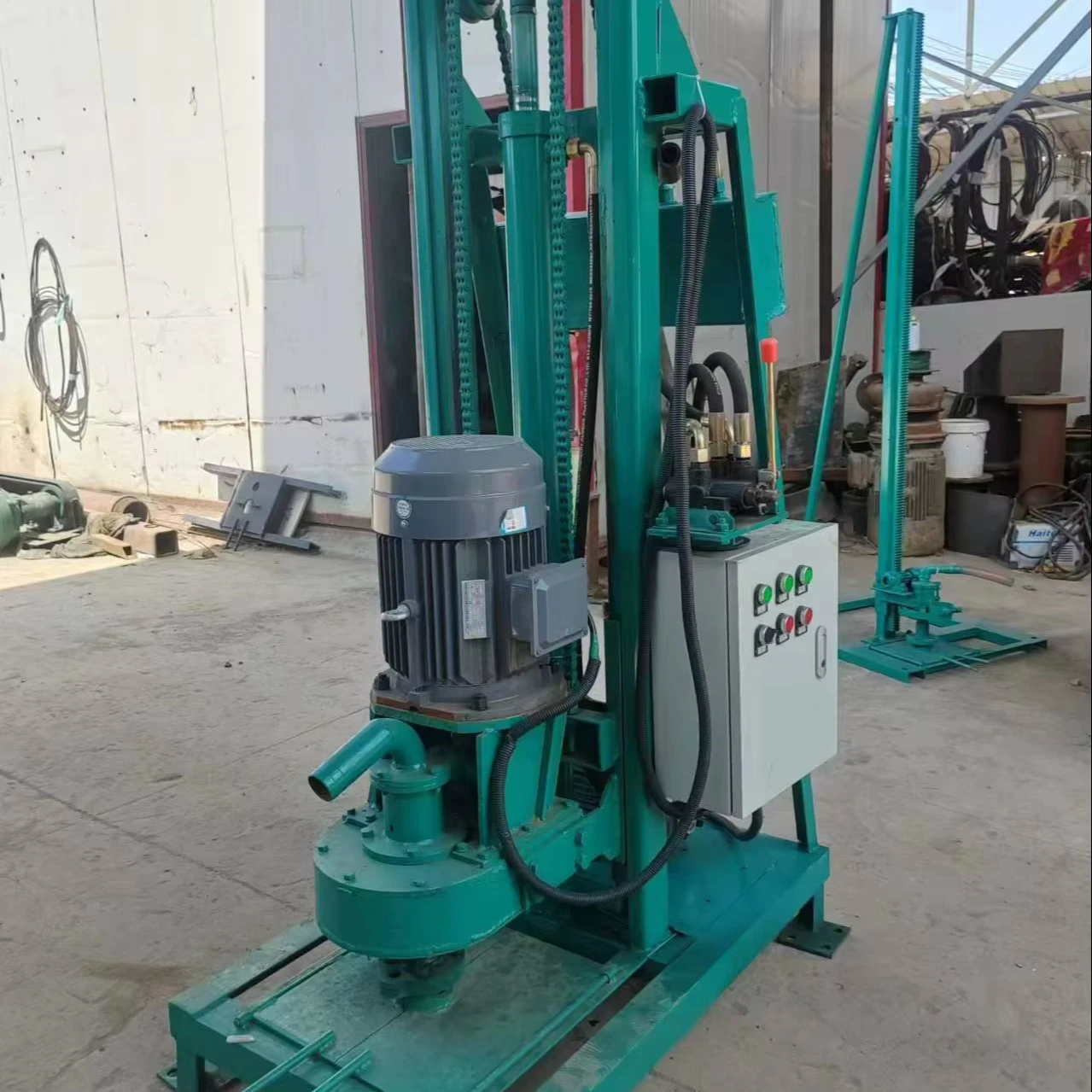 New 3 kW Three-Phase Electric Drilling Rig Portable Oil Cylinder Lifting 220V Motor Water Wells Soil Construction Farm 100m