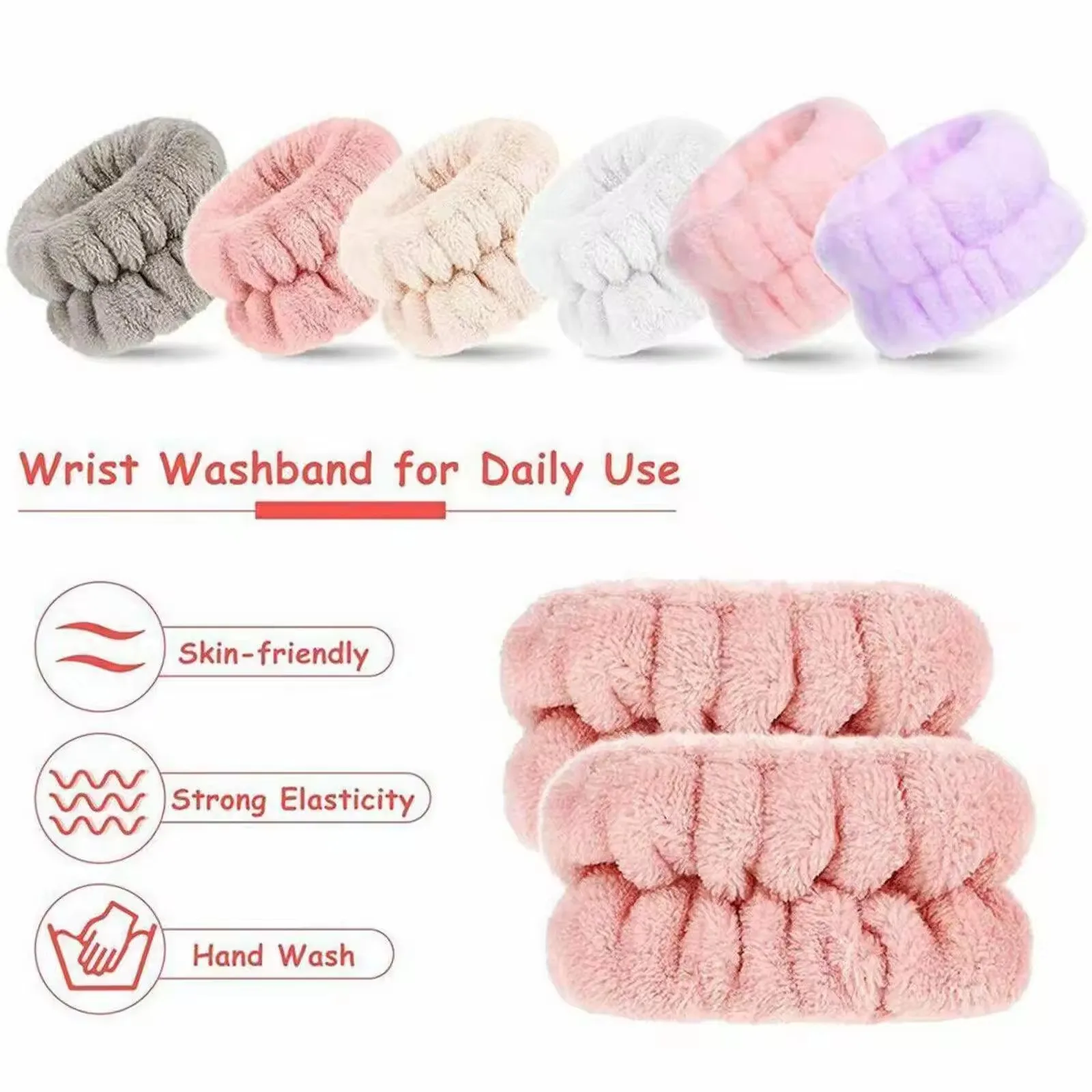 High Quality Hairband SPA Wrist Washband Microfiber Elastic Fabric Wash Absorbent Cleaning Women Makeup Skincare Spa Wristband