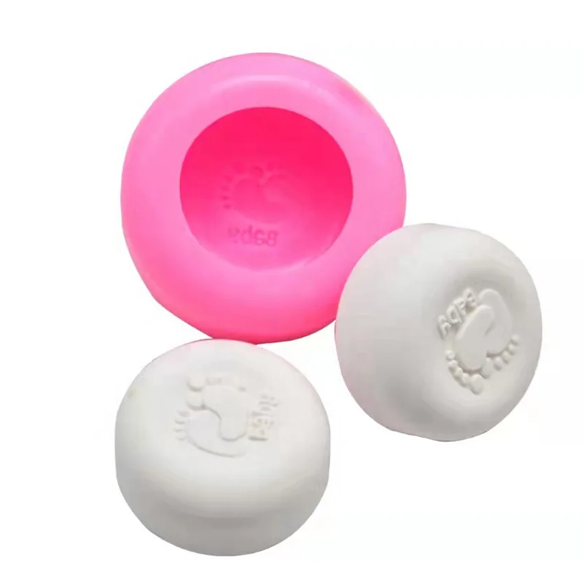 Handmade Baby Footprint Aromatherapy Gypsum Soap Mold Easy Release Clay Silicone Mold Bar Bubble Number Shape Home Use