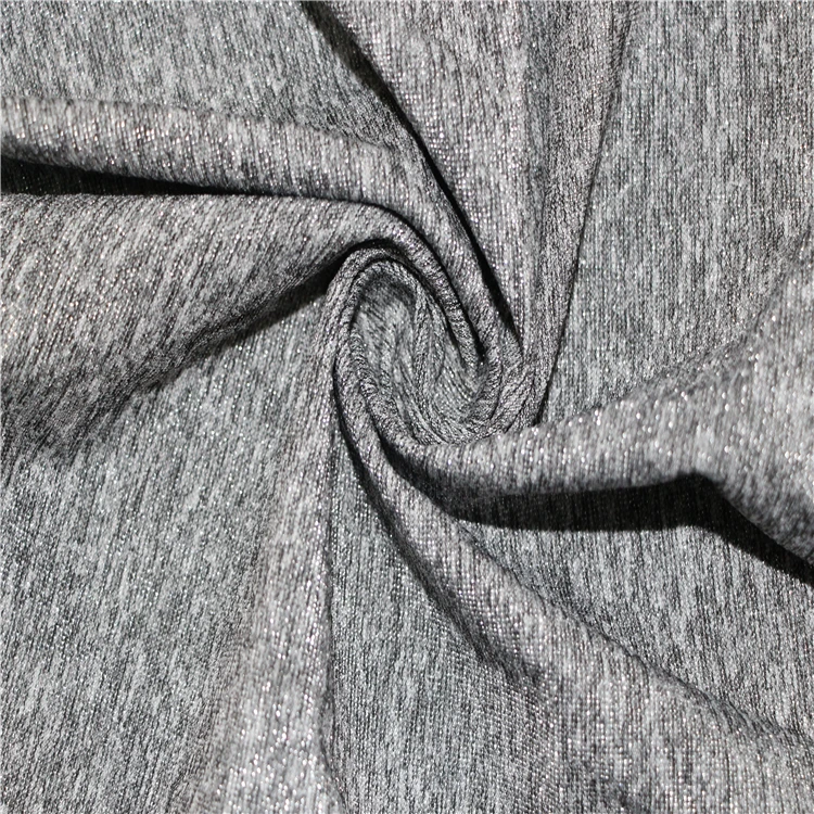 Lightweight Stretch 47% Nylon 33% Poly 12%Metallic 8% Elastane Jersey knitted Fabric For Sportswear
