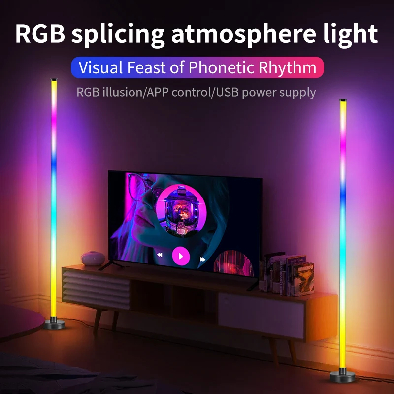 New rgb atmosphere light network red live photo e-sports room bedroom mood purple background fill light pickup floor lamp