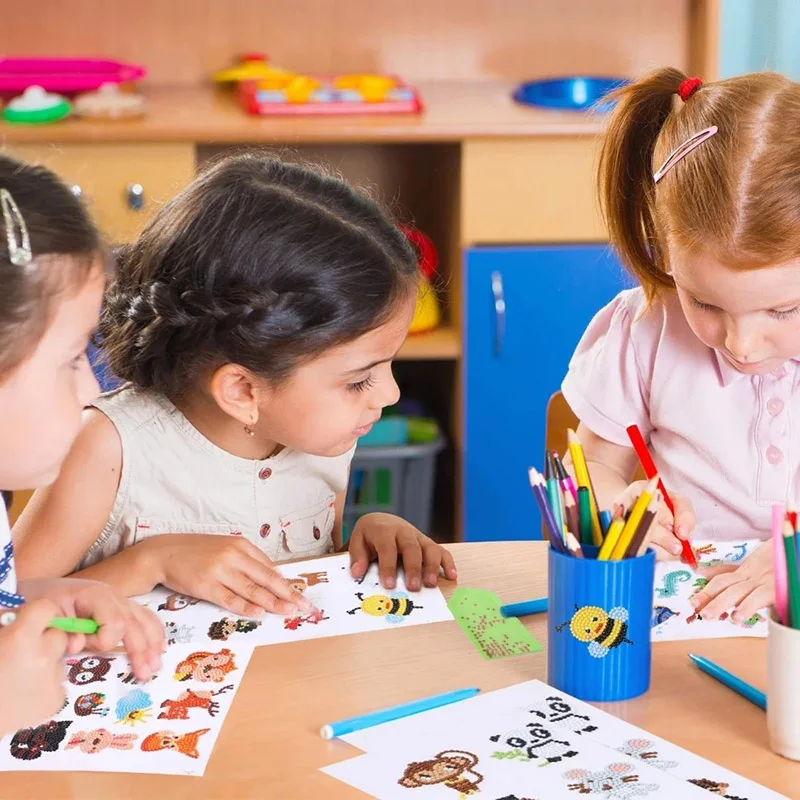 Cartoon Stickers 5D Diamond Painting Kits for Kids Animal Pattern DIY Creative Diamond Mosaic Sticker Craft Paint By Number