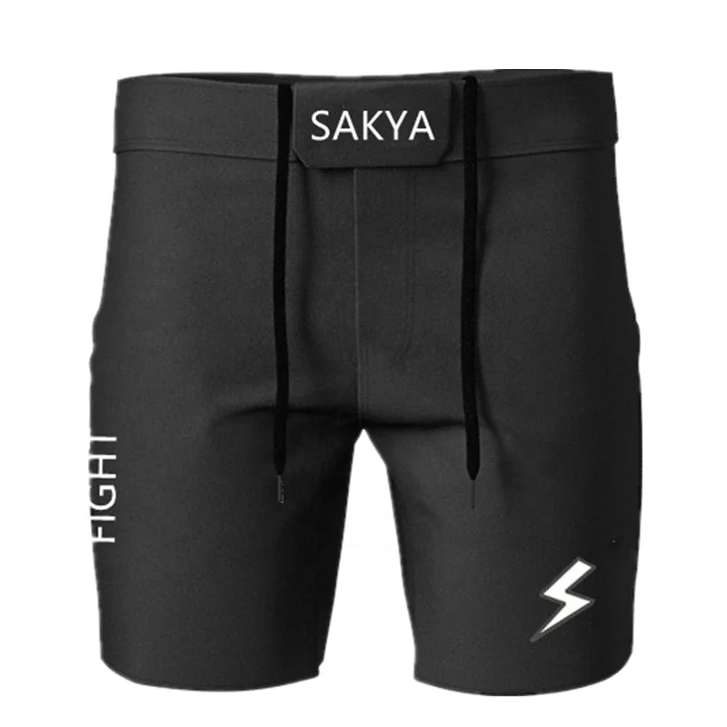 Black custom logo jiu jitsu fight shorts mma short grappling shorts