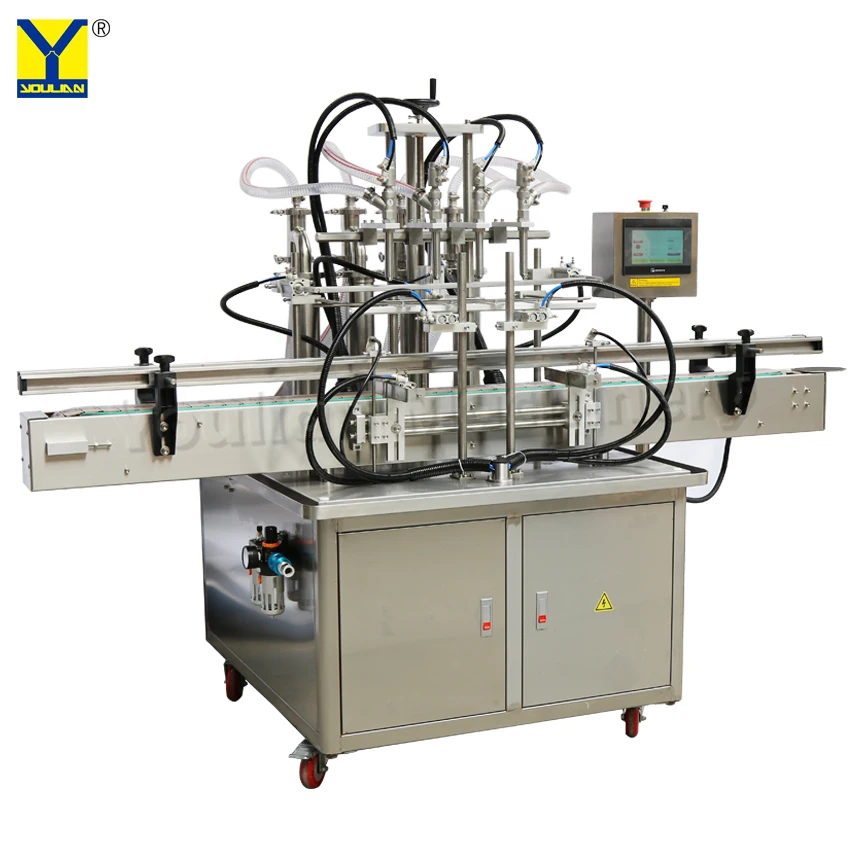 YT4T-4G Automatic SMC Piston 4 Nozzle 5000ml Pure Water Juice Filling Machine for Bottles Cans Jars