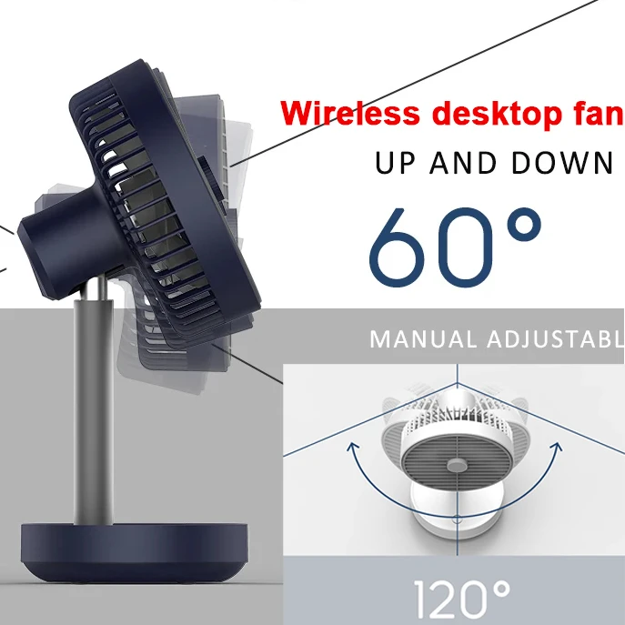 Rechargeable Electric USB Wireless Table Cooling Fan Portable Mini Cooler Stand Fan