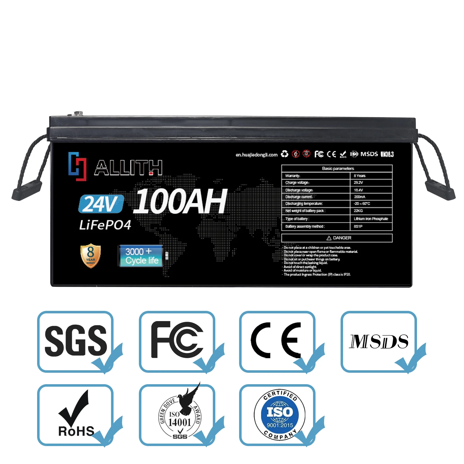 Direct Factory 24V 12V 200Ah Lifepo4 Battery Pack 4000 Cycles Life for Solar System E-vehicle RV Camper Marine UPS